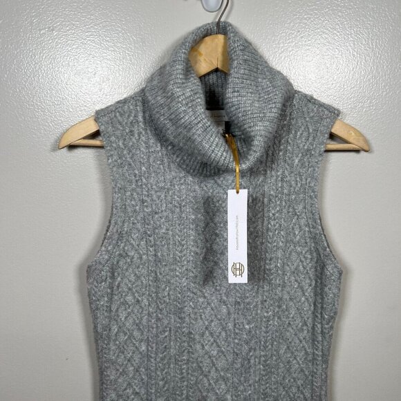 House of Harlow Sweater Dress Size Medium Cable Knit Turtleneck Midi Gray Career - Picture 4 of 11